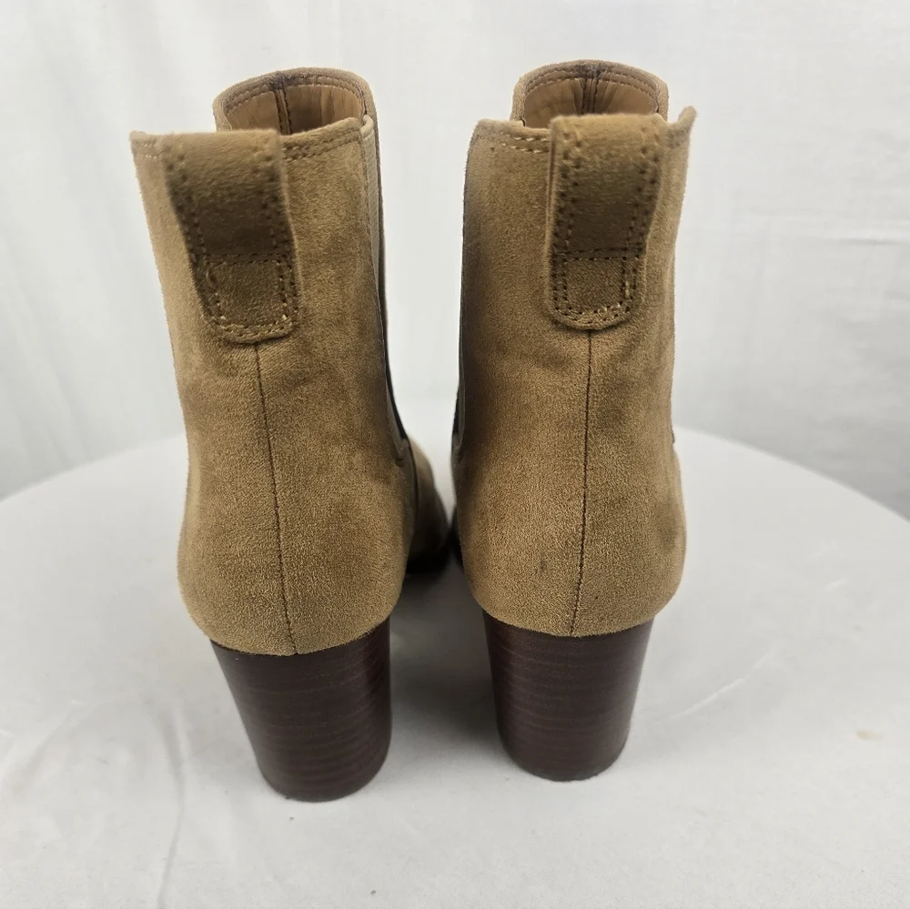 J.Crew Tan Suede Ankle Heeled Boots Sz 9